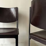 Set of 2 Italian chairs in brown Havana leather, design MATTEO GRASSI