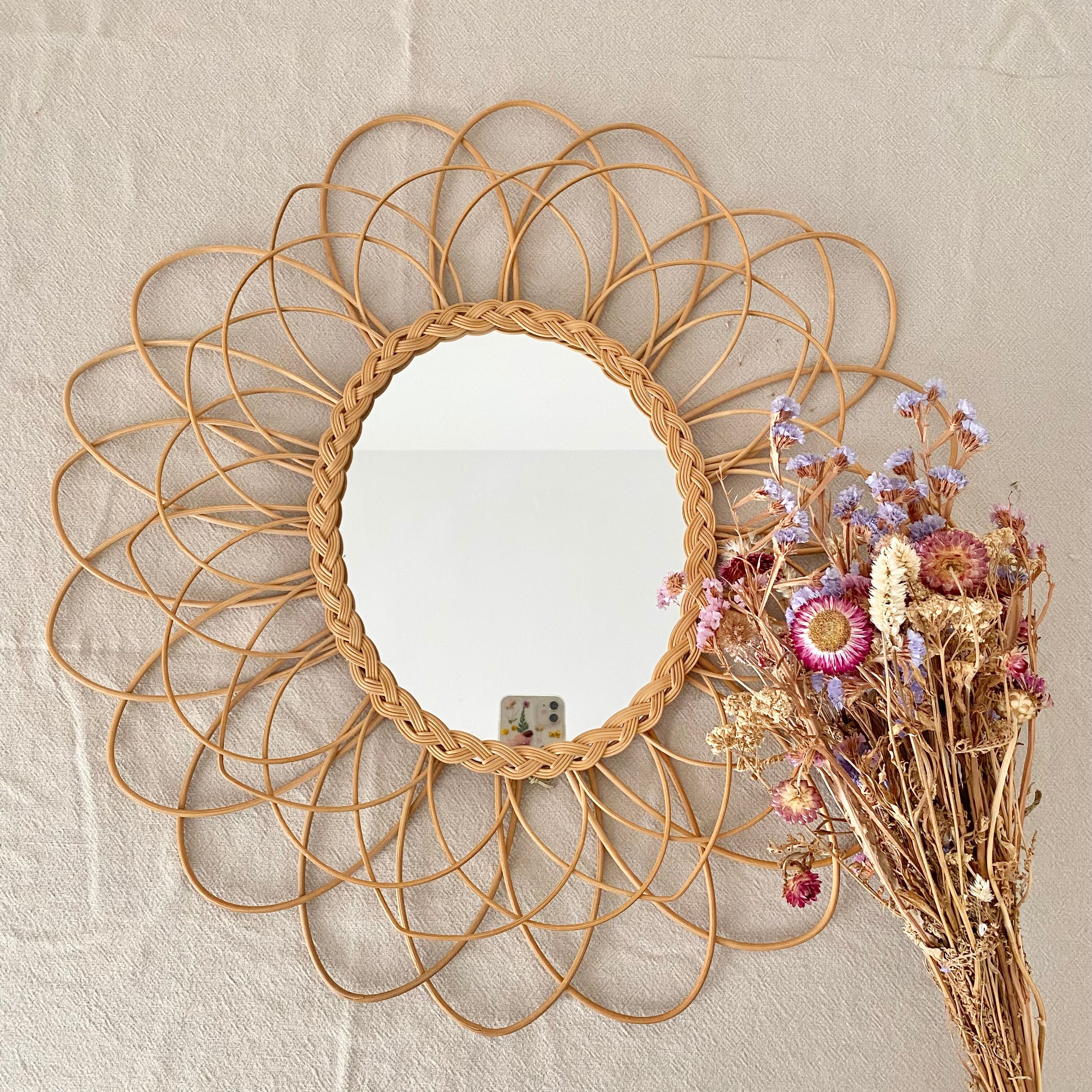 Rattan sun mirror 55cm