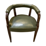 Empire style office armchair in green leather