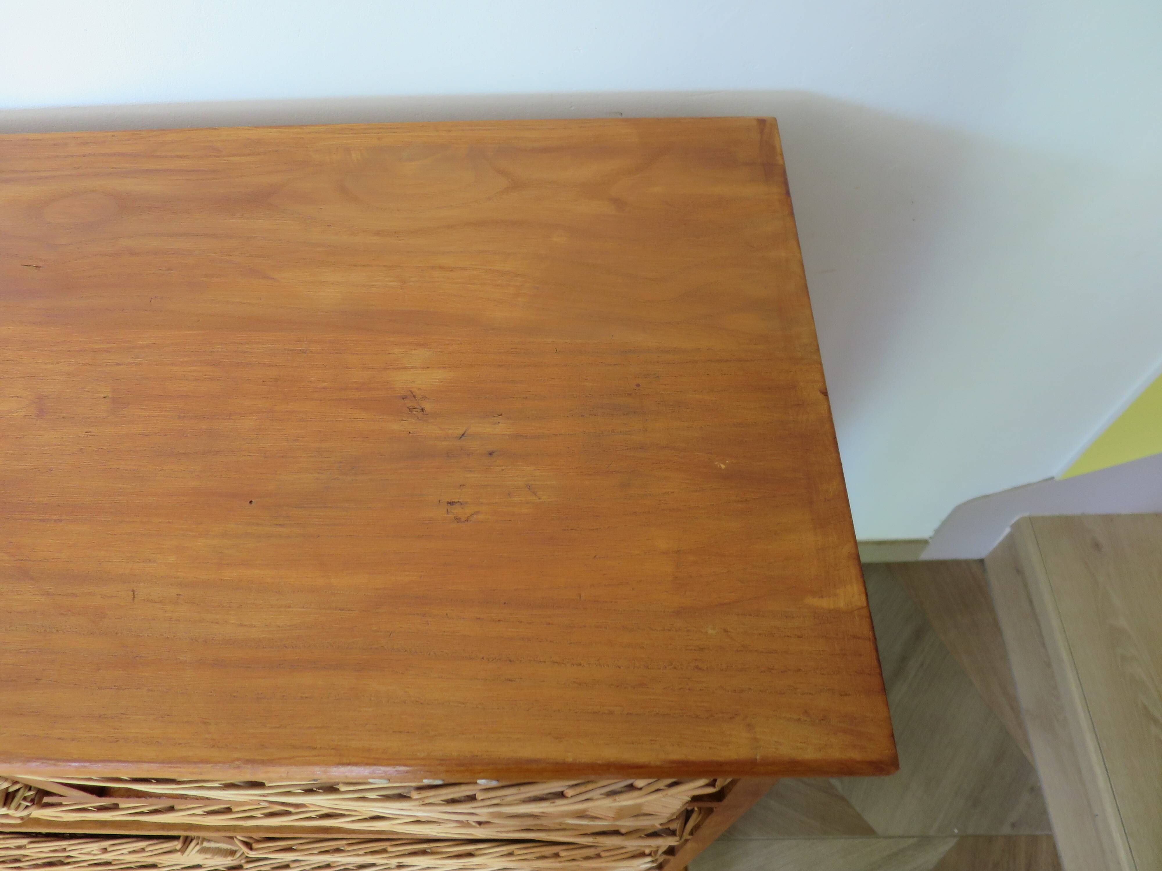 Storage furniture - wooden chest of drawers - 8 wicker drawers - bohemian countryside