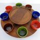 Rotating Teak Tray with Ceramic Bowls, Denmark, 1960s, Set of 10