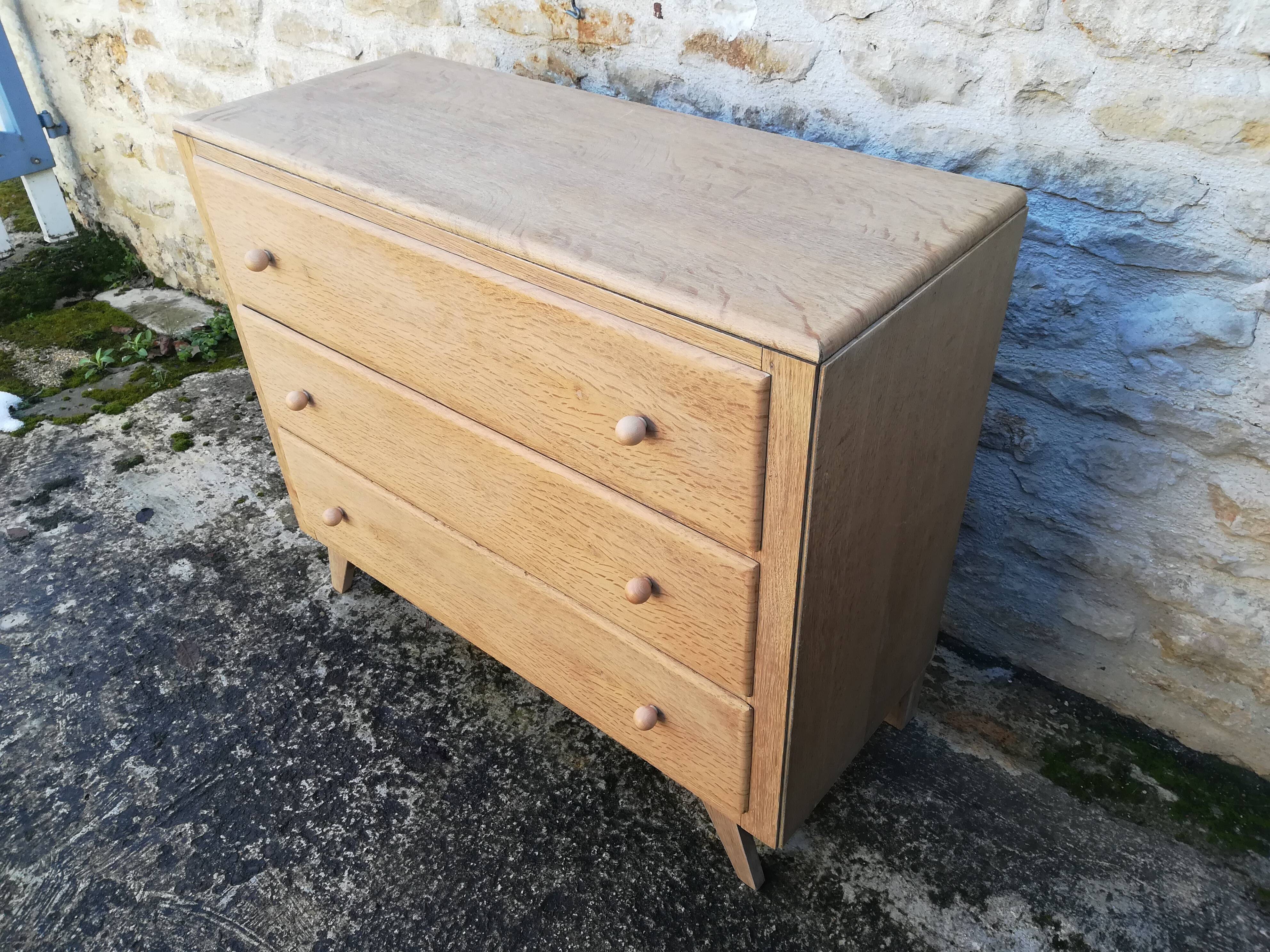Vintage raw oak chest of drawers