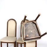 4 wooden and fabric chairs, 80s