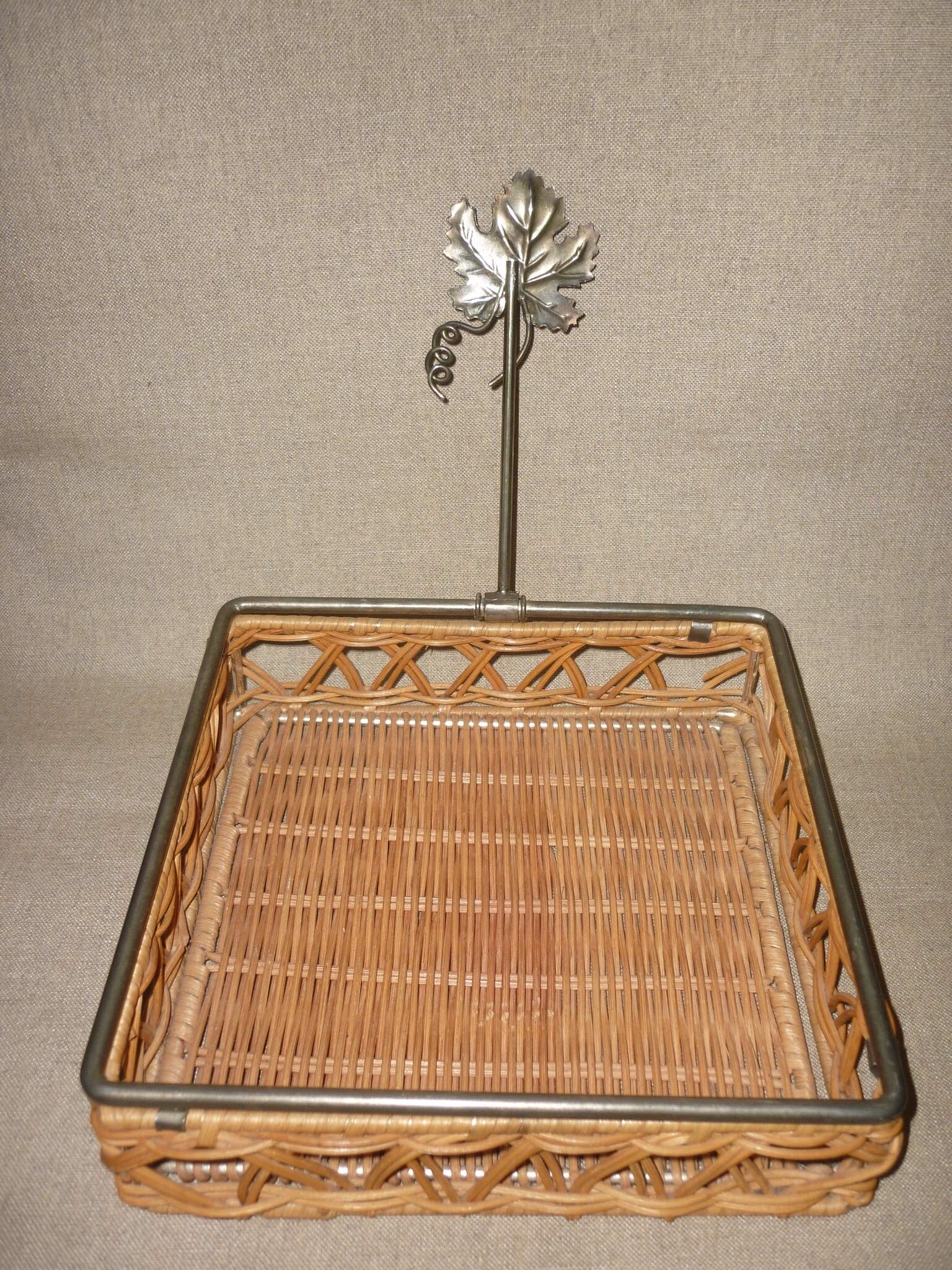 Metal and wicker napkin rack