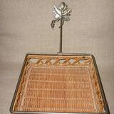 Metal and wicker napkin rack