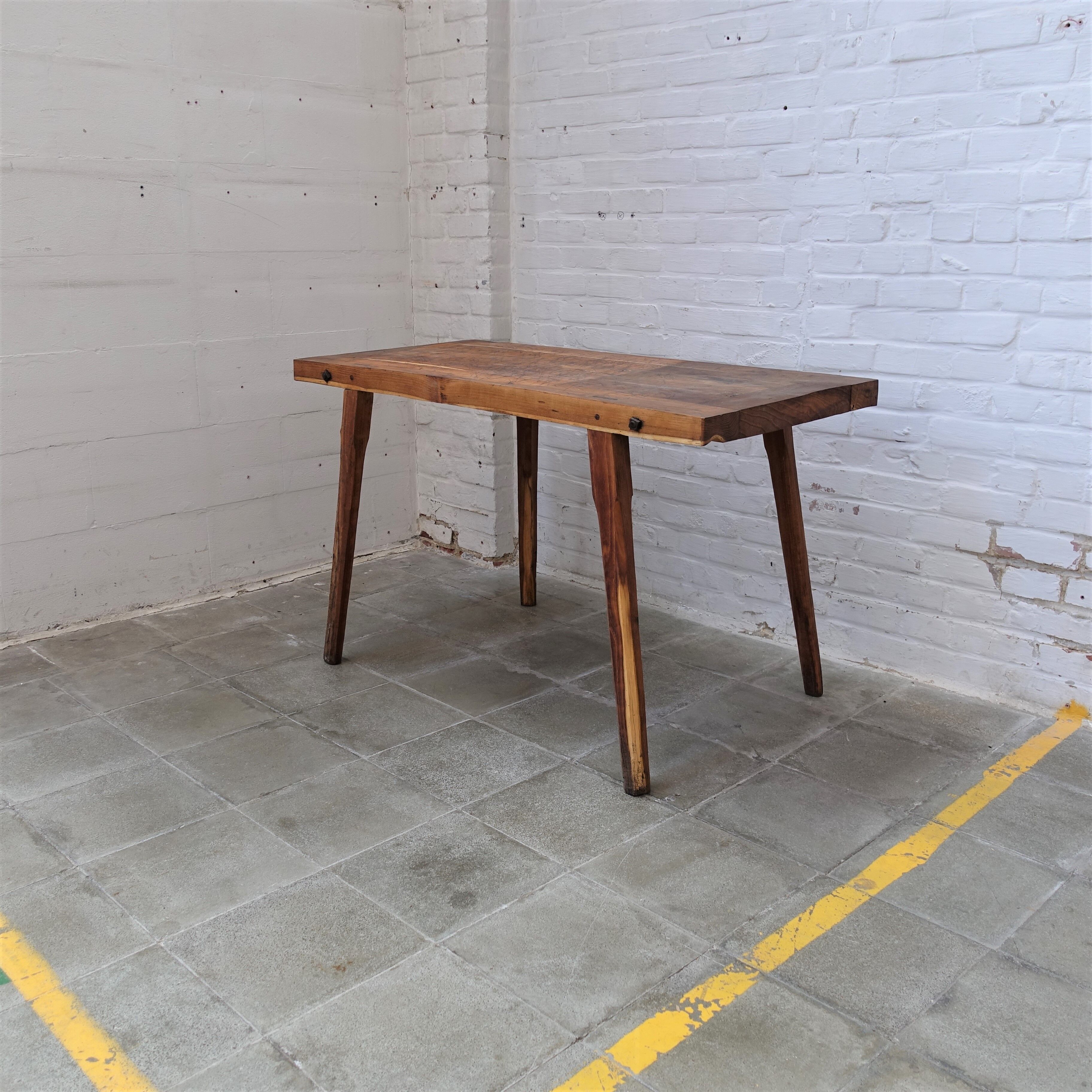 Antique industrial butcher table