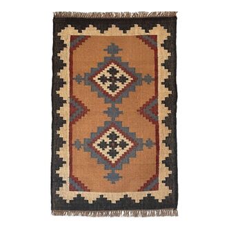 Tapis Kilim en jute-laine faits à la main, 90x150Cm