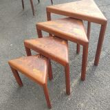 4 nesting tables in solid rosewood and Asian marquetry