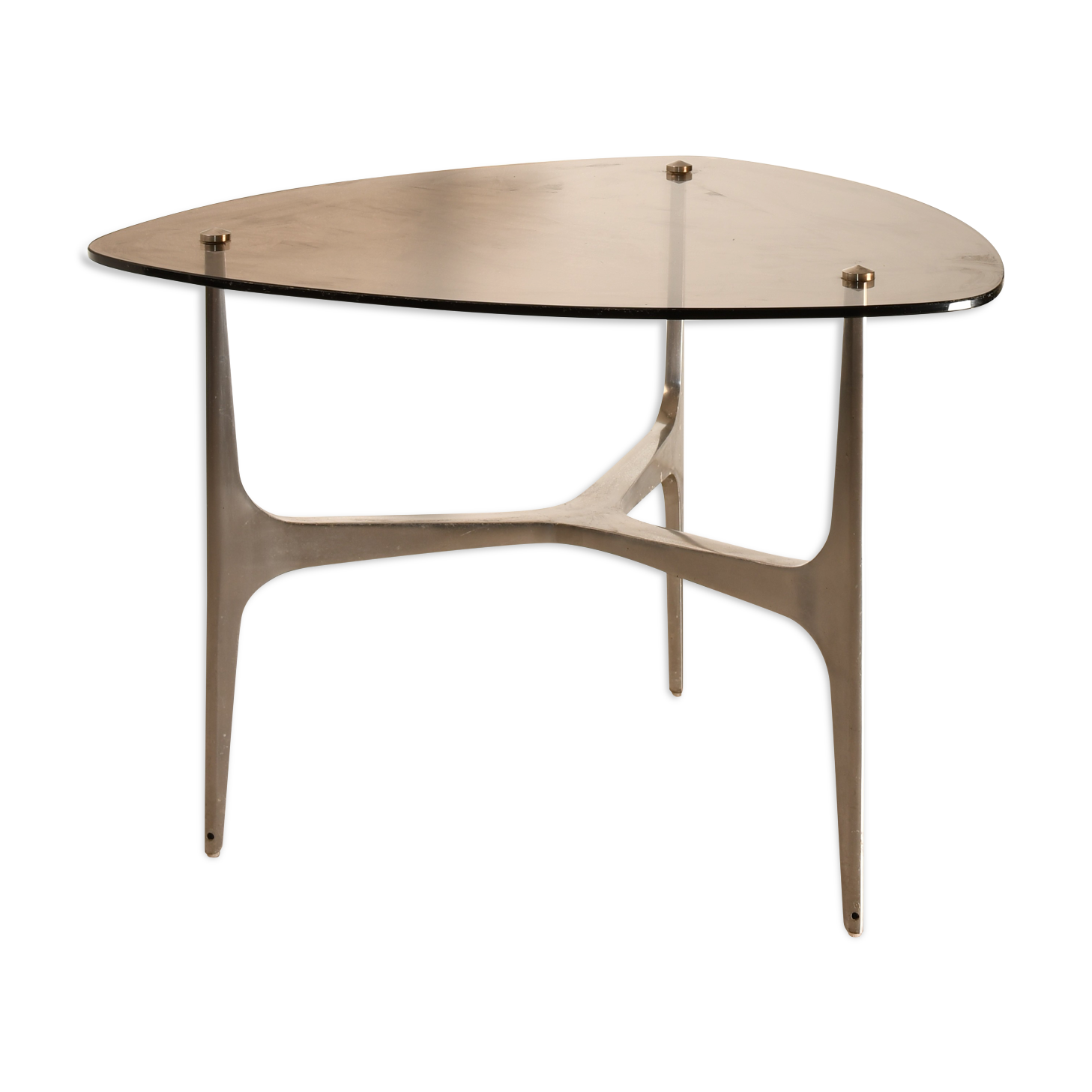Design coffee table, glass top, aluminum legs