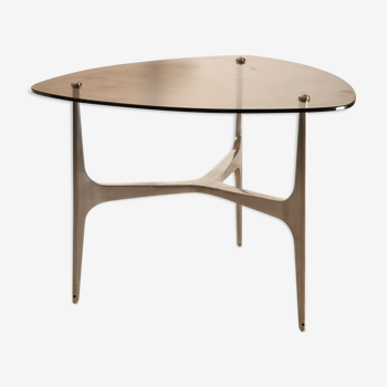 Design coffee table, glass top, aluminum legs