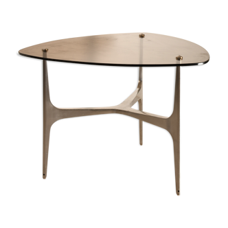 Table basse design, plateau en verre ,pieds aluminium
