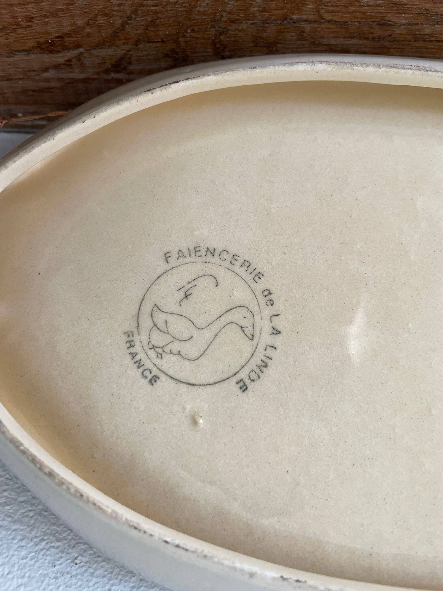 Plate barbotine duck / goose (French pottery)