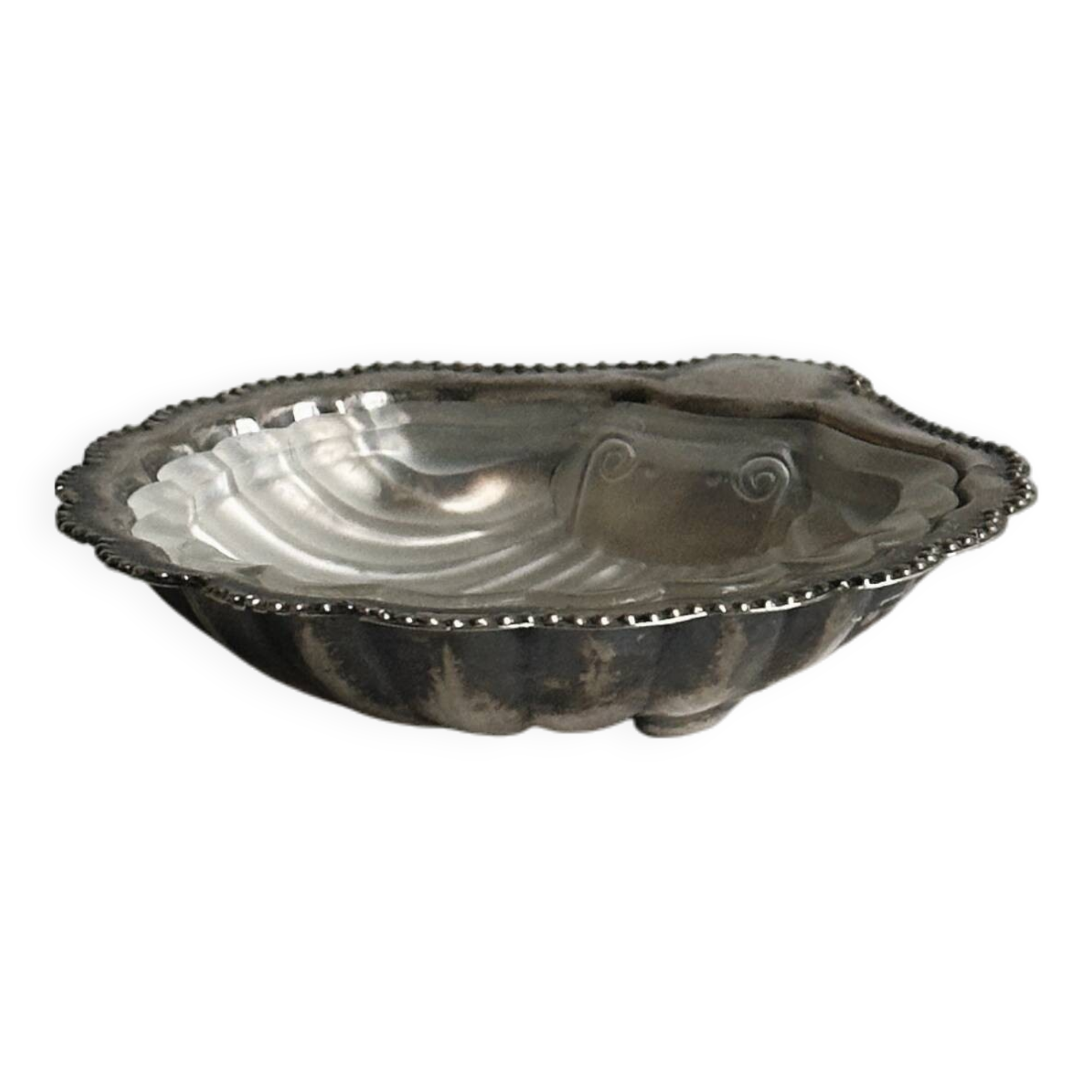Small silver-plated butter and jam dish