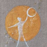 Peinture sur lin encadrée, Dans les étoiles.