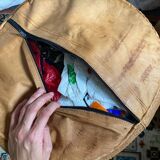 Pair of leather poufs