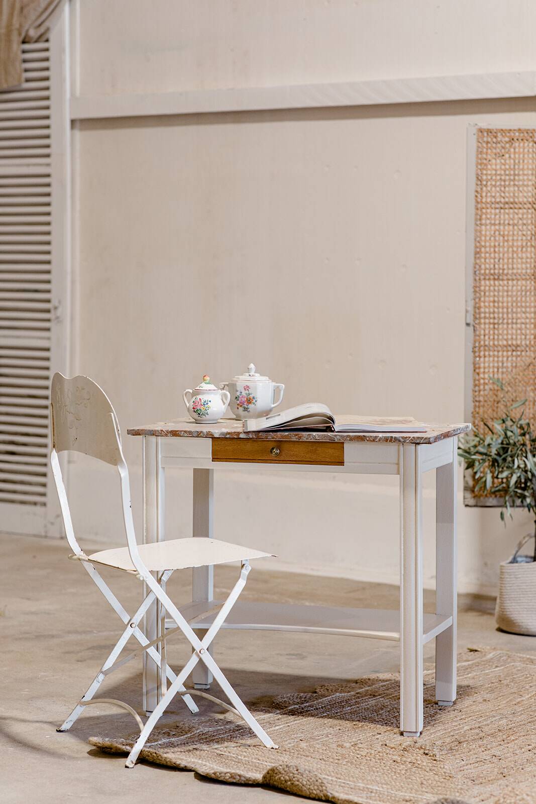 Wood & marble console