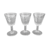 Verres apéritifs, digestifs tulipe gravé anciens