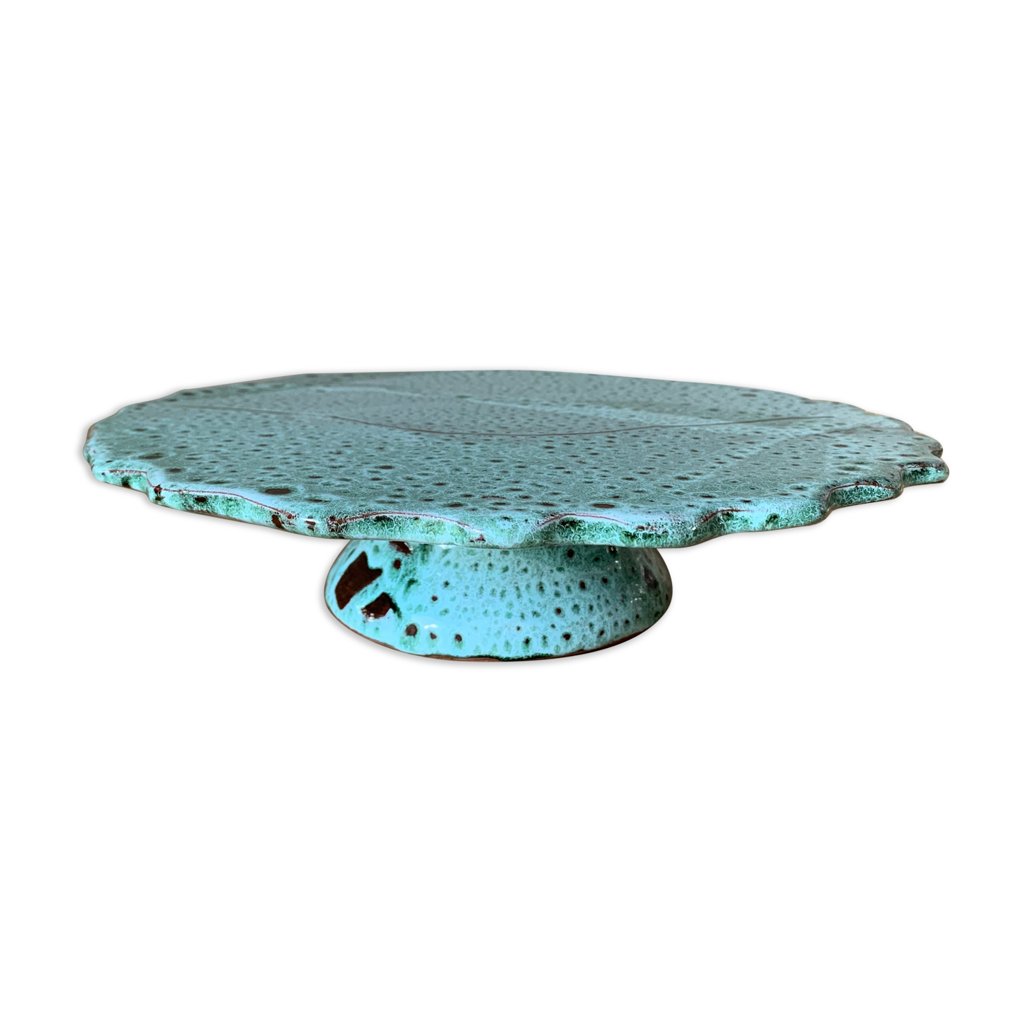 Dish on foot turquoise green