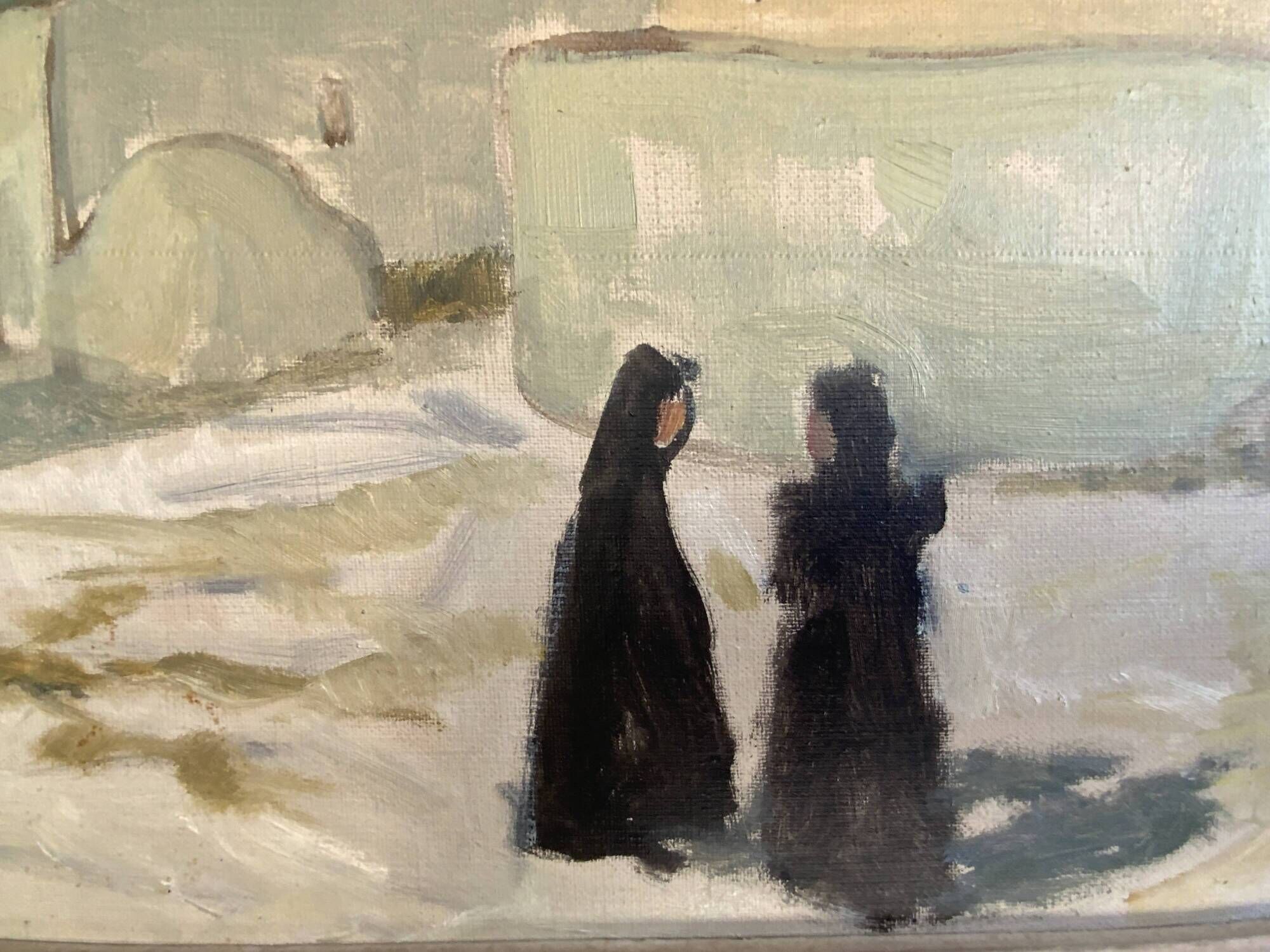 Vintage Swedish modernist oil on canvas "Ibiza" by Uno Bornemark 1953