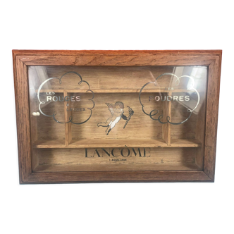 Boîte à poser bois vitrine Lancôme parfum, déco vintage