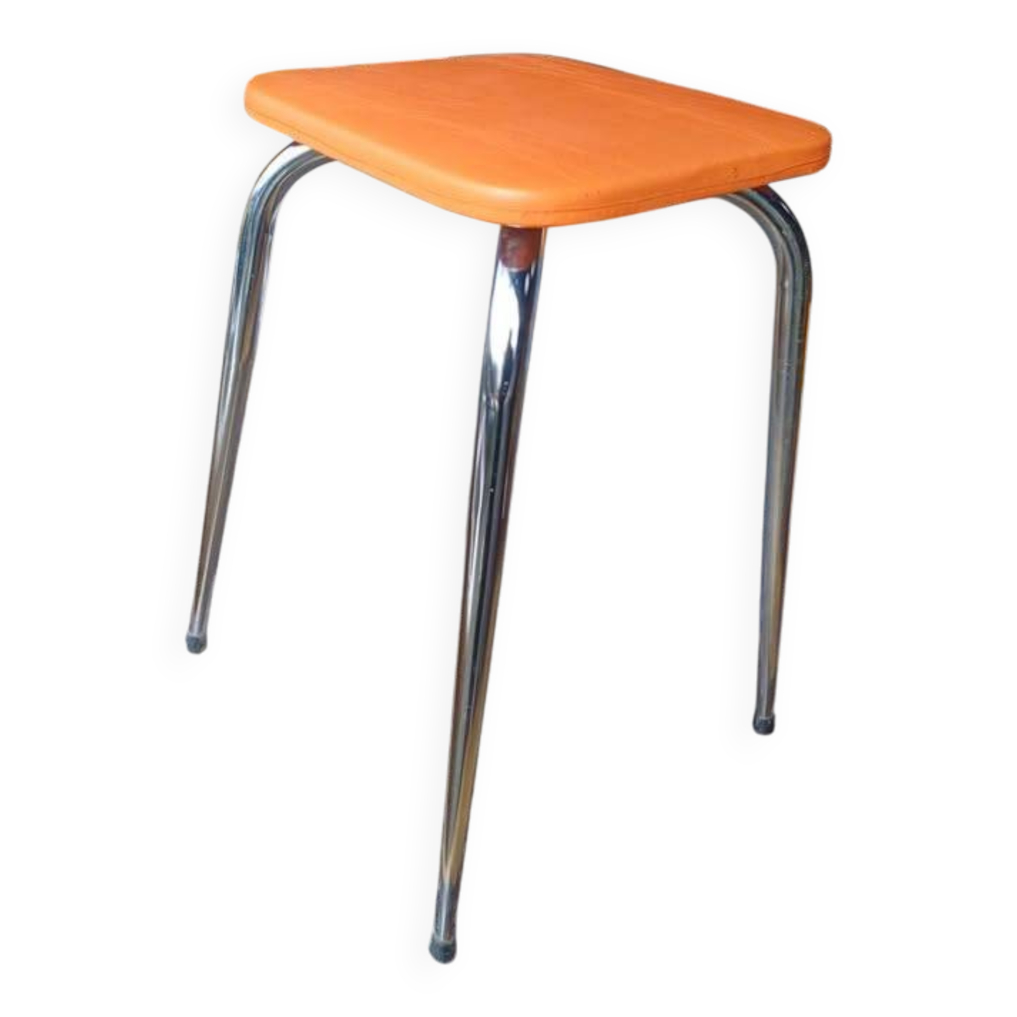 Orange leatherette stool from the 60s/70s