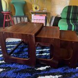 Trio of nesting coffee tables, 1970, dark wood
