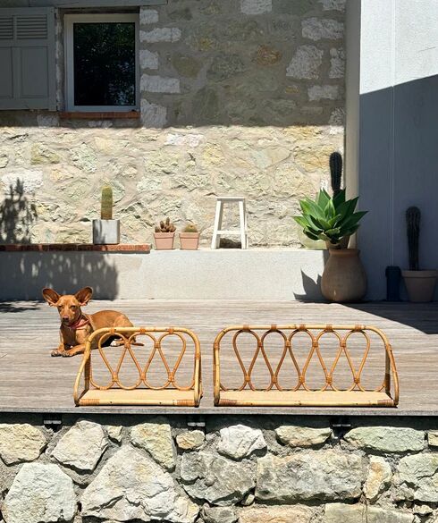 Vintage rattan shelf pair "Celestine"