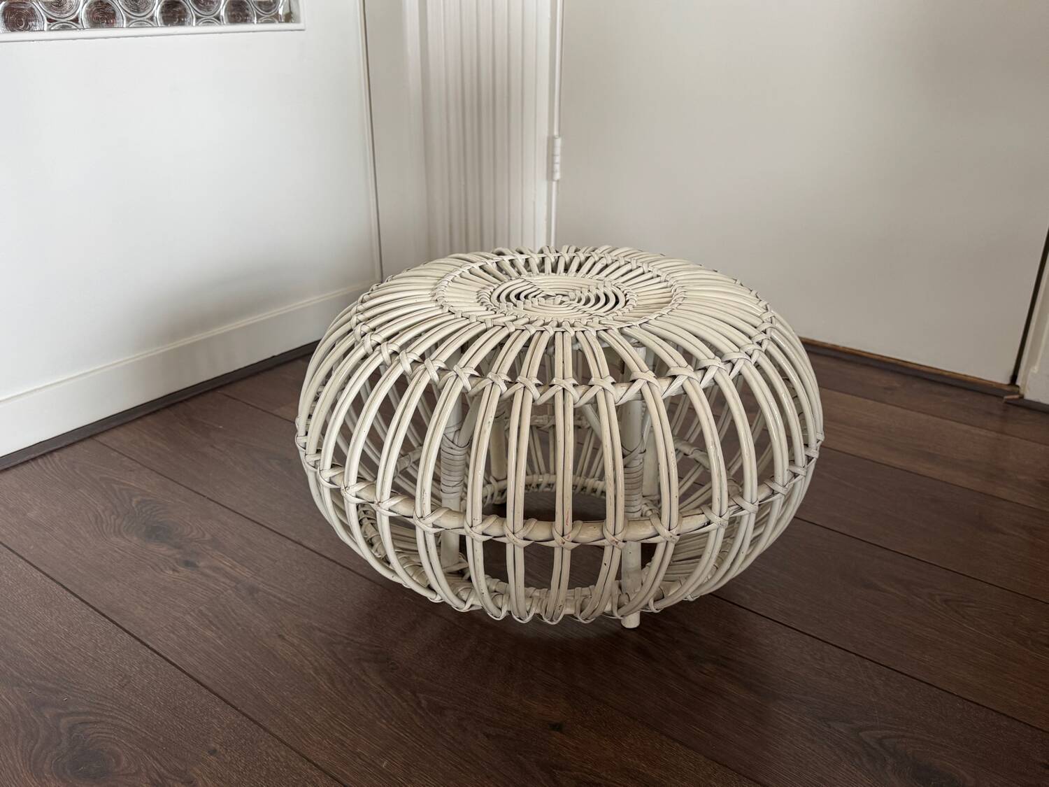 Mid Century Italian rattan bamboo Margherita Ottoman by Franco Albini