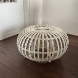 Mid Century Italian rattan bamboo Margherita Ottoman by Franco Albini