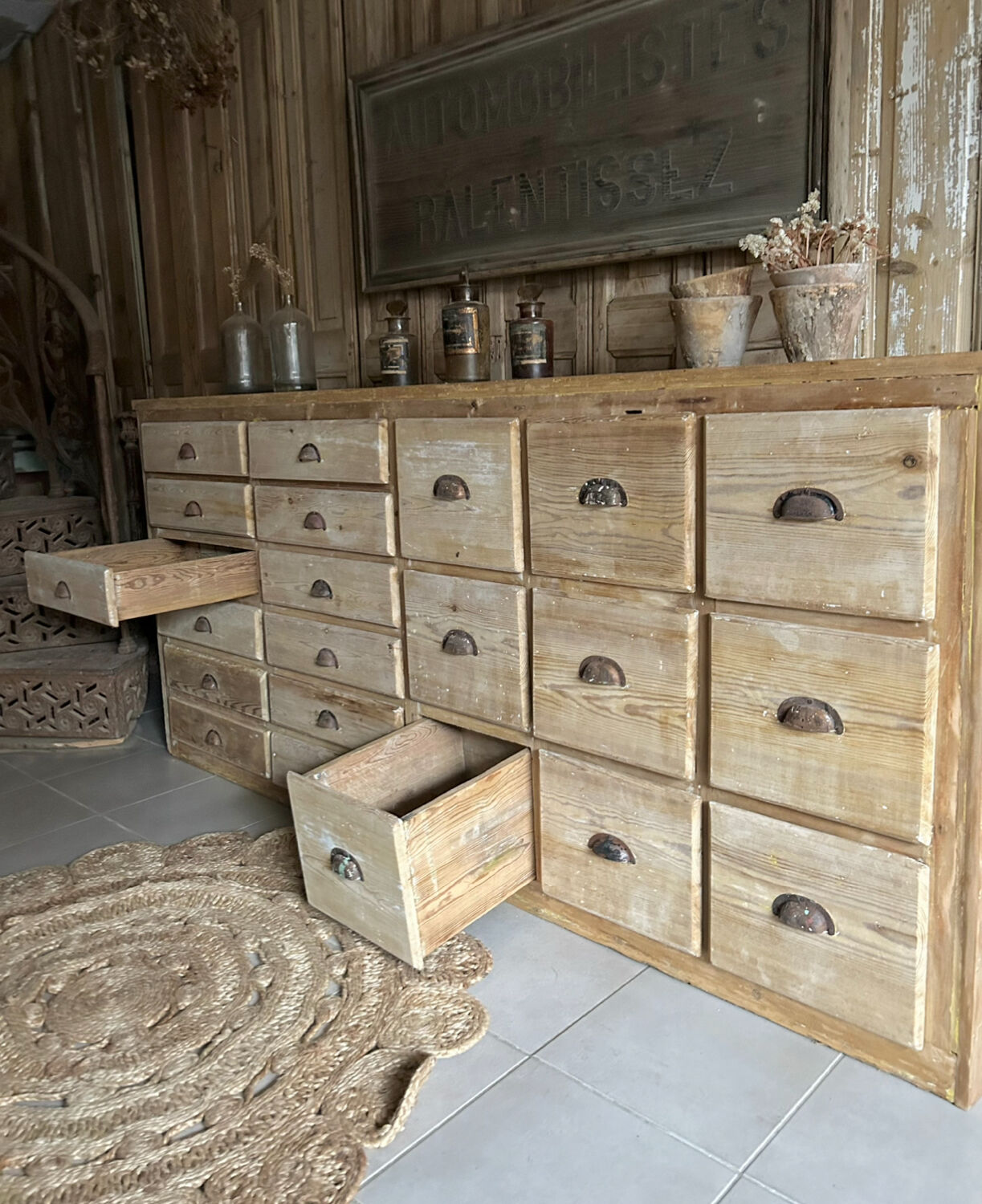 Antique workshop drawer unit from the early 20th century.