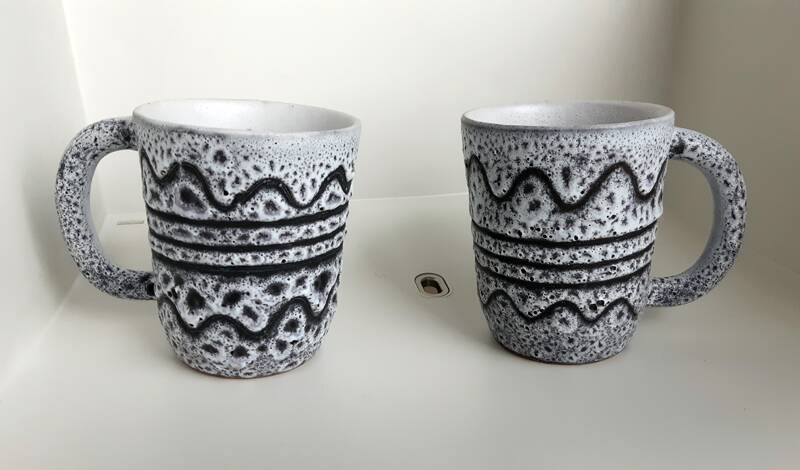 Pair of vintage mugs by Jean Austruy in Vallauris.