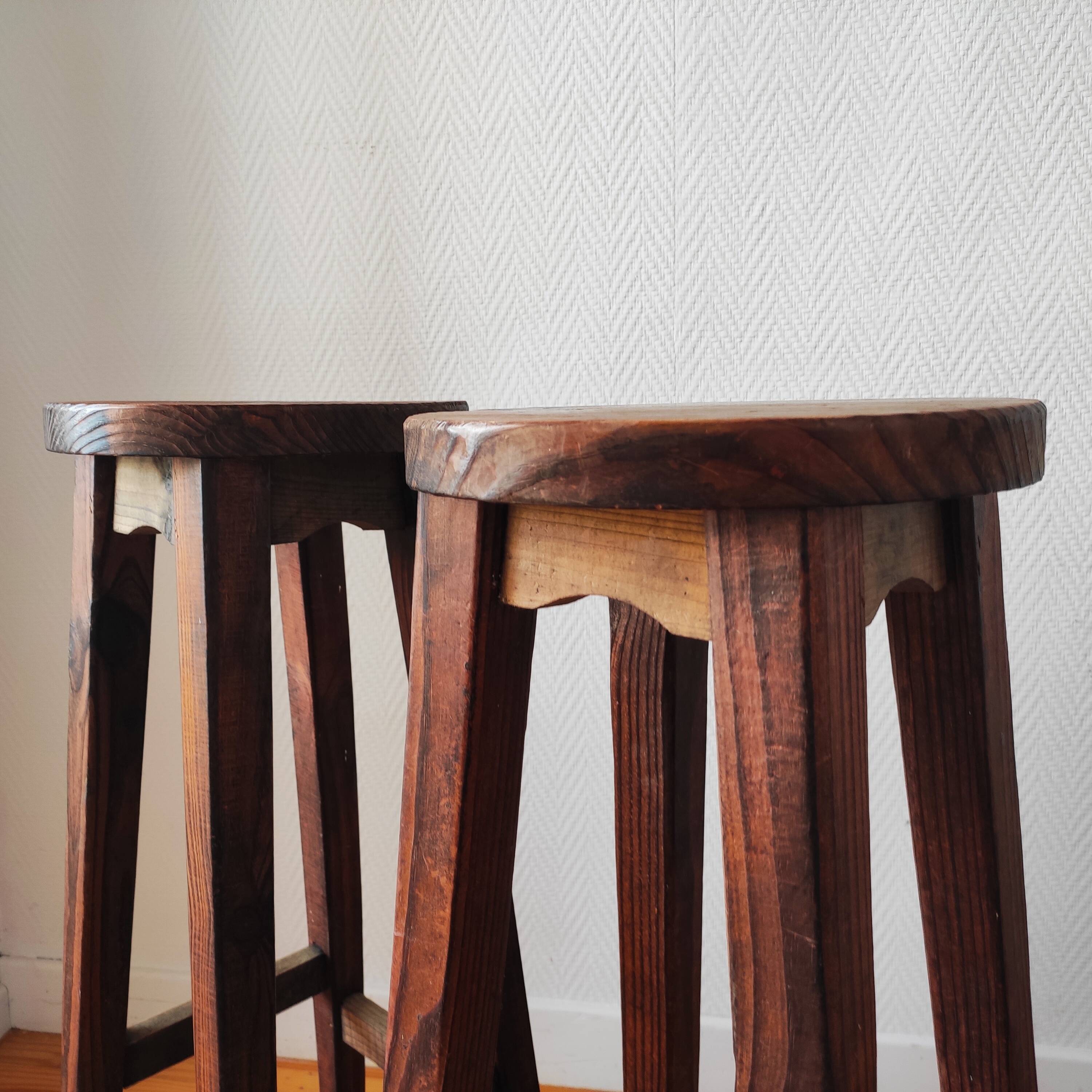Pair of vintage brutalist stools 1950/60