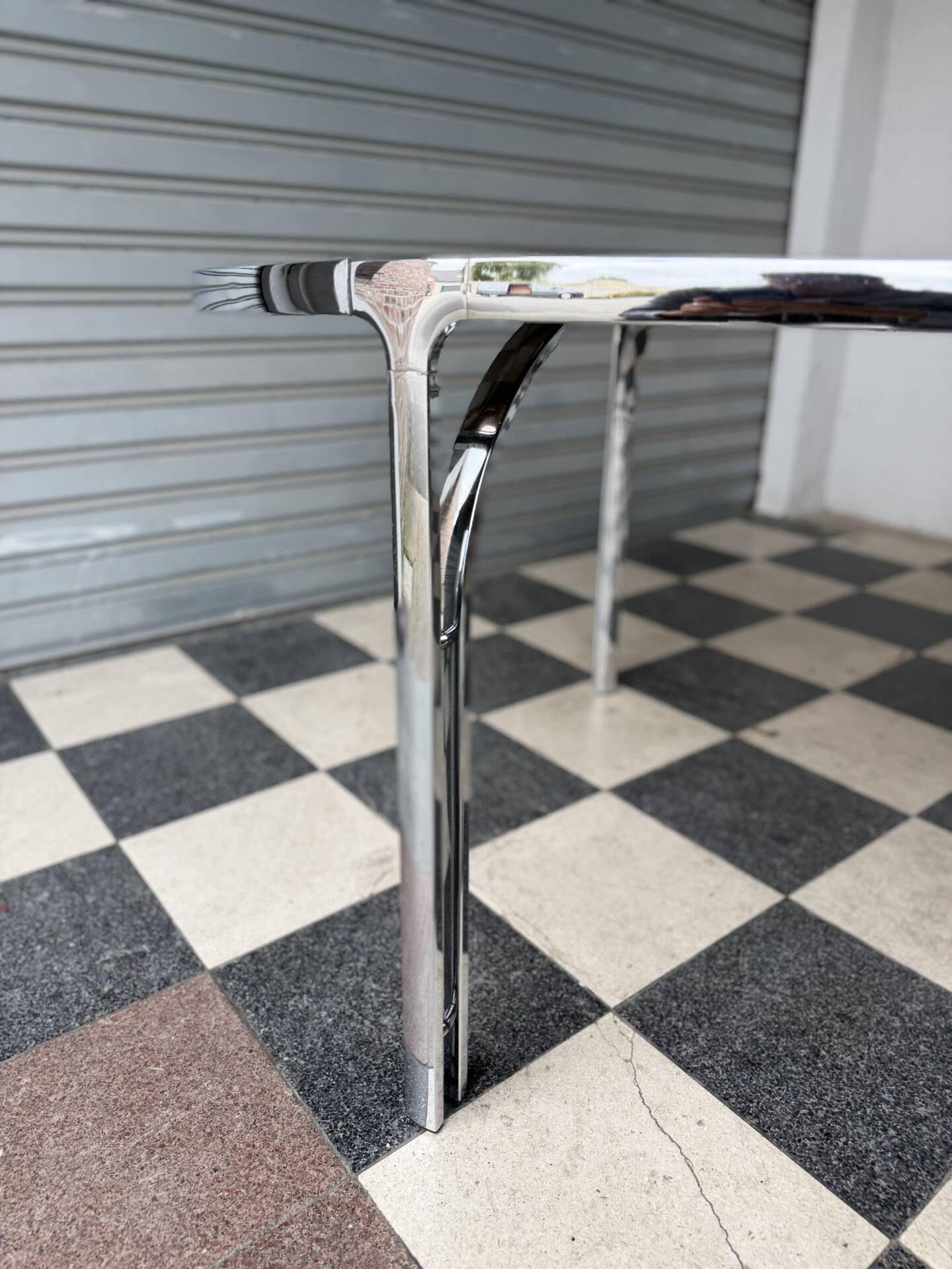 Vintage glass and chrome table
