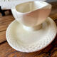 Large fish platter with its sauce boat, annecy model, vintage gien.