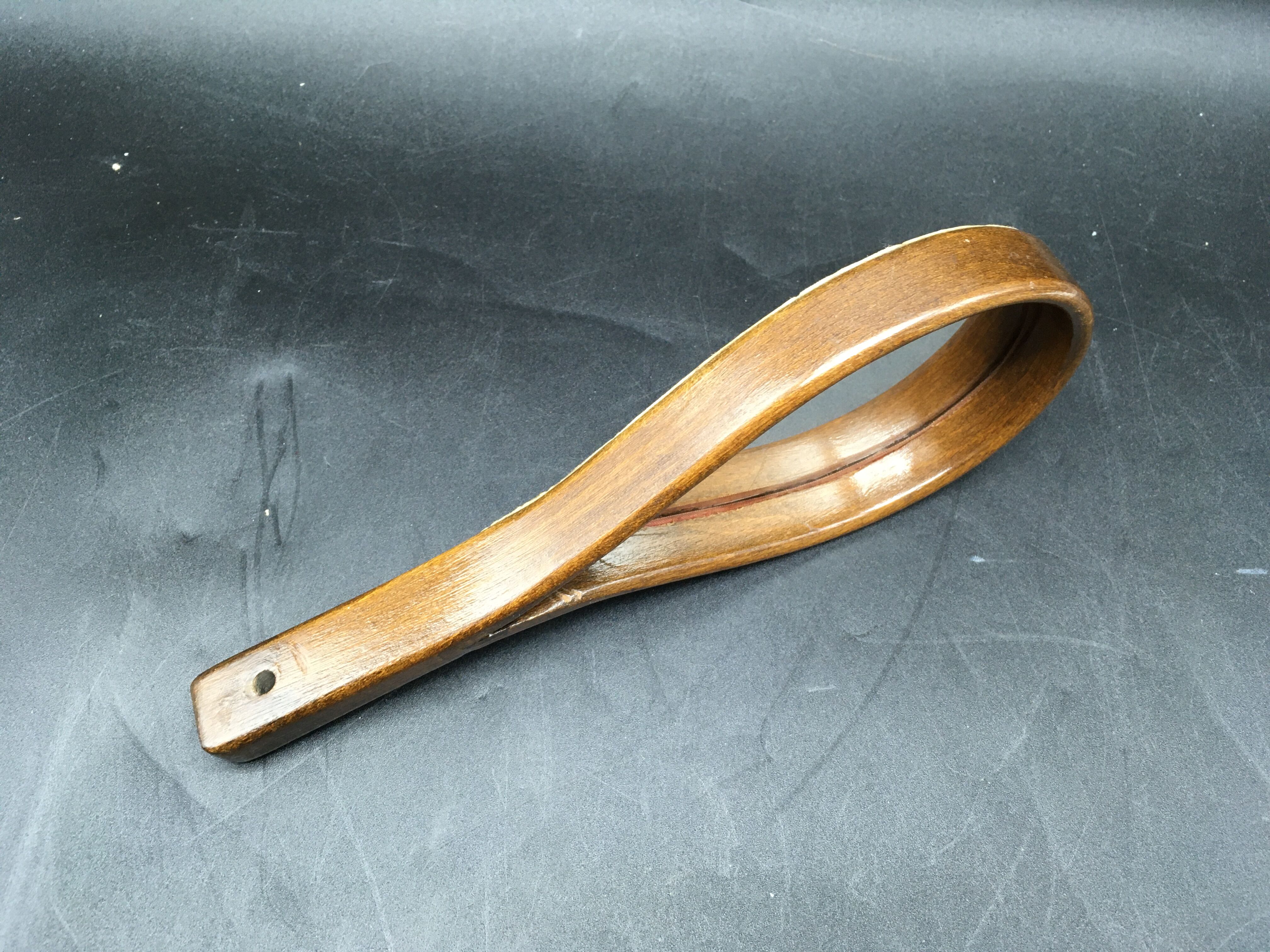 Hand-facing mirror in vintage wood year 70