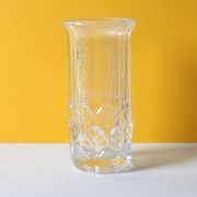 Small Vase / Vintage Clear Leaf Pattern Textured Glass Flower Vase Fidenza