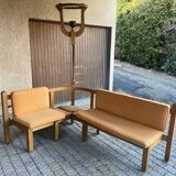 Corner bench and incorporated floor lamp guillerme et chambron