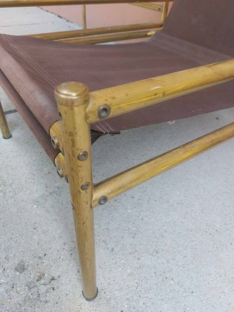 1960s vintage set — brass and glass chairs and table in straw yellow (set of 3)