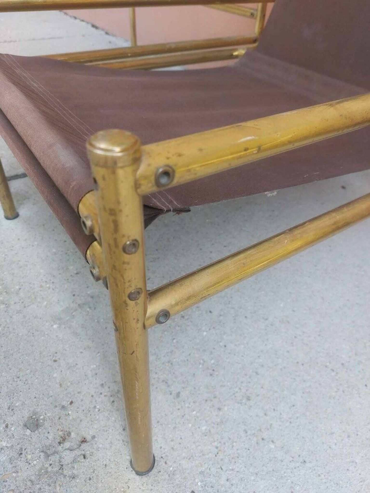 1960s vintage set — brass and glass chairs and table in straw yellow (set of 3)