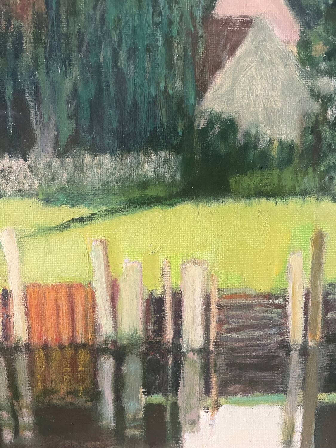 La Brière, Brittany, oil on canvas signed P Poulain