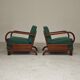 Paire de fauteuils Art déco vert par Jindrich Halabala, Prague 1930