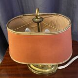 Bouillotte lamp in bronze double lights with fabric lampshade small model