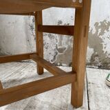 Solid elm and leather stool Maison Regain