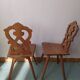 Pair of savoyard mountain chairs carved wooden chalet