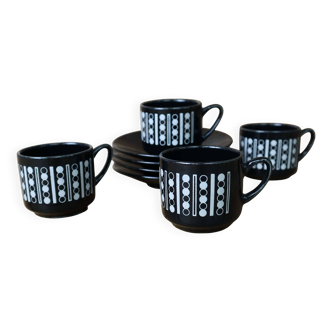 Vintage Black Ditmar Urbach Coffee Set Czechoslovakia