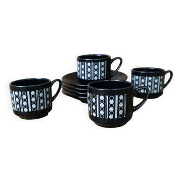 Vintage Black Ditmar Urbach Coffee Set Czechoslovakia