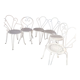 D'époque 4 chaises et 2 fauteuils blancs fer forgé