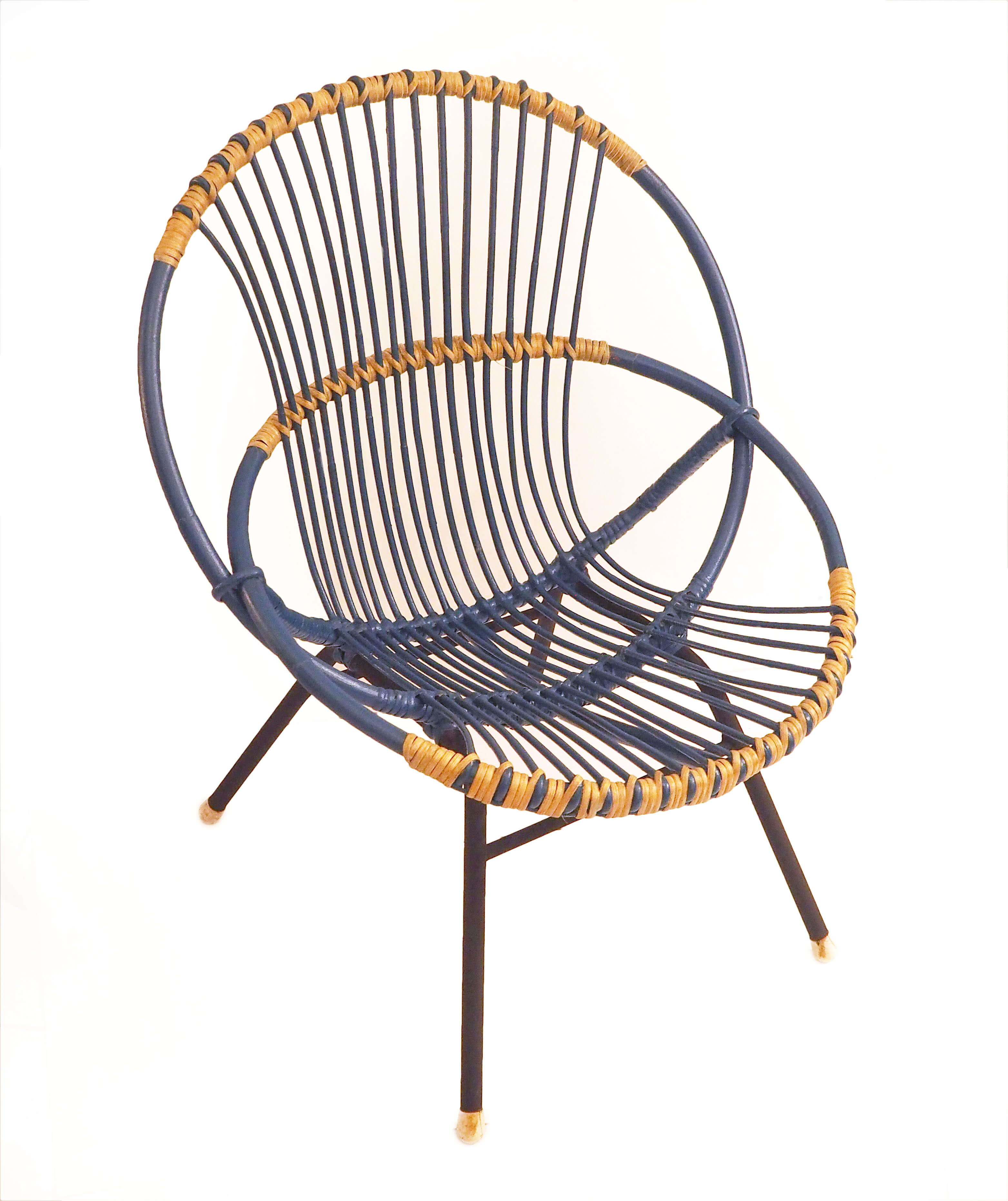 Blue rattan chair