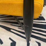 Armchair black mat ochre fabric