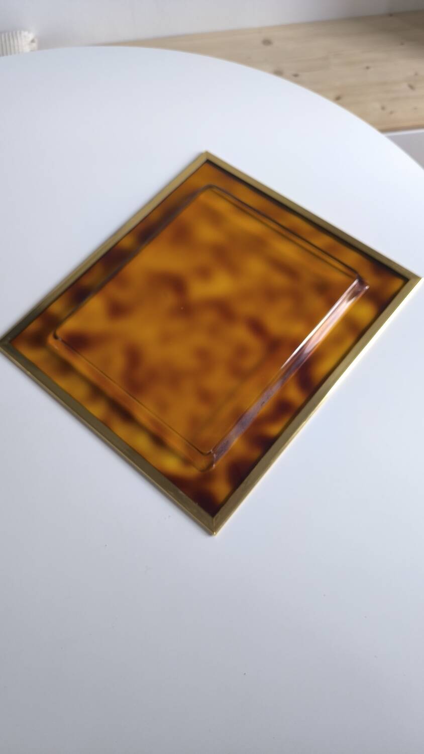 Lucite and gold metal tray by Christian Dior